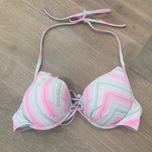 Victoria's Secret Pink, Green, & White Bikini Top